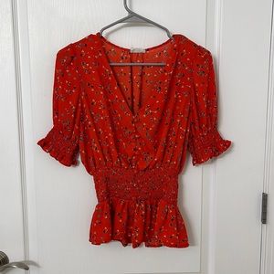 Red - Orange Floral Shirt
